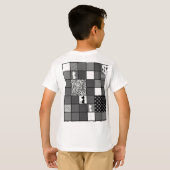 素朴，黒と白，パッチワーク，シンプル Tシャツ (裏面フル)
