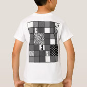素朴，黒と白，パッチワーク，シンプル Tシャツ (裏面)