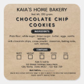 素朴 Cookieラベルコテージベーカリーパッケージ スクエアシール (正面)