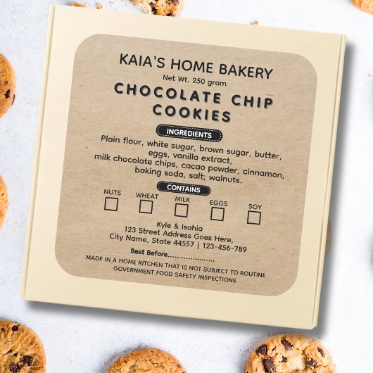 素朴 Cookieラベルコテージベーカリーパッケージ スクエアシール