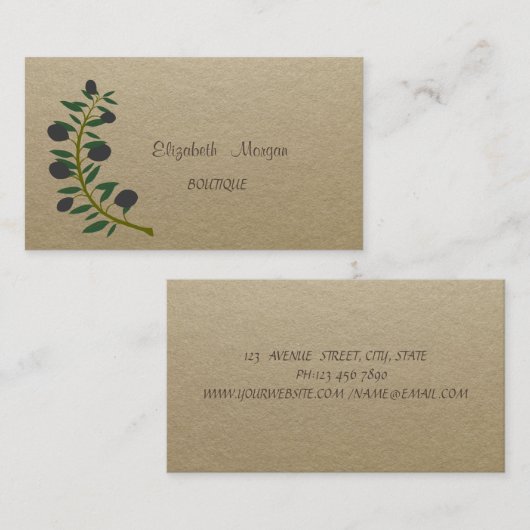 素朴, Kraft, Olive Branch 名刺 (正面/裏面)