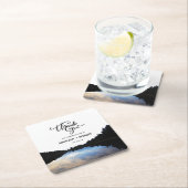 ©素朴 Lake Reflections Lakeside結婚式の引き出物 スクエアペーパーコースター (インサイチュ)