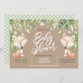 素朴, Woodland fox, Greenery,男の赤ちゃんシャワー 招待状