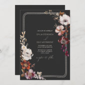 素朴Anemone手で描いた縁どフローラ結婚の 招待状 (正面/裏面)