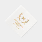 素朴Antler Monogramファミリ名確立 箔ナプキン (右)