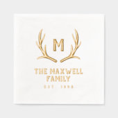 素朴Antler Monogramファミリ名確立 箔ナプキン (正面)