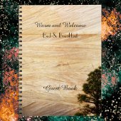 素朴B&Bゲストブックライトブラウンストーンツリー ノートブック