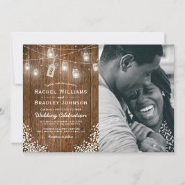 素朴Babys Breath Mason Jar写真結婚 招待状