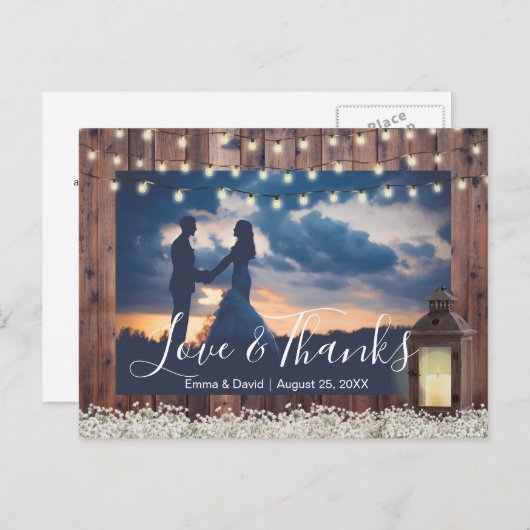 素朴Barn Lantern String Lights写真ありがとう ポストカード (正面/裏面)
