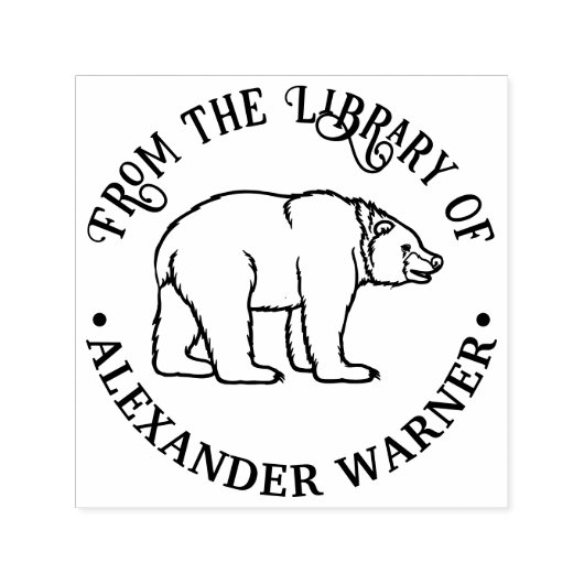 素朴Bear #6 Round Libraryブック名 セルフインキングスタンプ (デザイン)