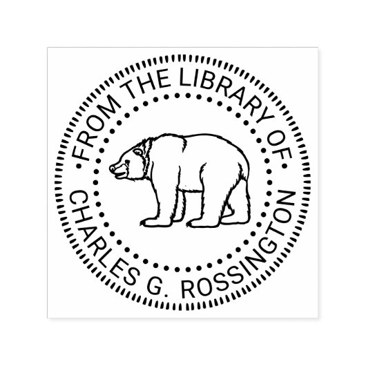 素朴Bear #6B Round Libraryブック名 セルフインキングスタンプ (デザイン)