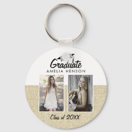 素朴Beige Graduate Class of 2 Photo Collage キーホルダー
