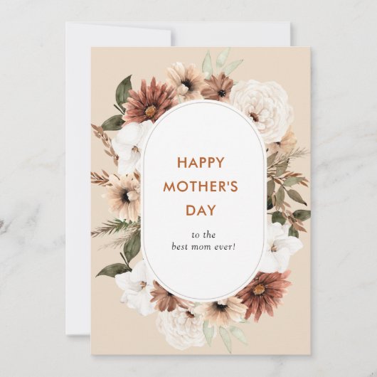 素朴boho flowers happy mother's day photo card シーズンカード (正面)