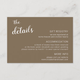 素朴Brown Minimalist Script Krighth結婚's エンクロージャーカード