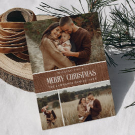 素朴Brown Winter Christmas 3フォトコラージュ シーズンカード