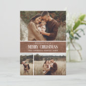 素朴Brown Winter Christmas 3フォトコラージュ シーズンカード (スタンド正面)