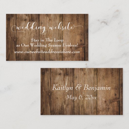 素朴Brown Wood、ScriptのWebサ結婚イト詳細 エンクロージャーカード (正面/裏面)