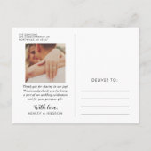 素朴Brushed Scriptの写真に結婚感謝 ポストカード (裏面)