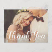 素朴Brushed Scriptの写真に結婚感謝 ポストカード (正面)