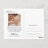 素朴Brushed Scriptの写真に結婚感謝 ポストカード (裏面)