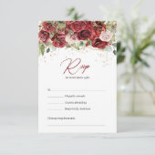 素朴burgundyと赤面ピンクローズrsvpカード 出欠カード (スタンド正面)