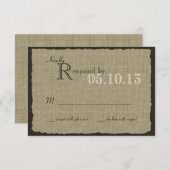 素朴Burlapルック結婚の反応 出欠カード (正面/裏面)