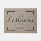 素朴Burlap -カスタム家族または結婚のサイン ドアマット (正面)