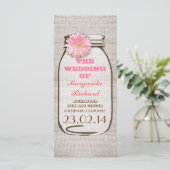 素朴burlap mason jar pinkウェディングプログラム プログラム (スタンド正面)