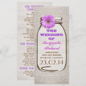 素朴burlap mason jar purpleウェディングプログラム プログラム (正面/裏面)
