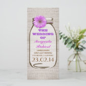 素朴burlap mason jar purpleウェディングプログラム プログラム (スタンド正面)