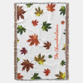 素朴Canadian Maple Leafお名前を白に スローブランケット (正面縦)