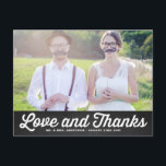 素朴CHALKBOARD結婚の写真ありがとう ポストカード<br><div class="desc">CHALKBOARDの素朴写真結婚ありがとうハガキお気に入り結婚の白いレトロなタイポグラフィと黒板の背景。他の色は私の店で利用可能である。</div>