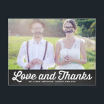 素朴CHALKBOARD結婚の写真ありがとう ポストカード<br><div class="desc">CHALKBOARDの素朴写真結婚ありがとうハガキお気に入り結婚の白いレトロなタイポグラフィと黒板の背景。他の色は私の店で利用可能である。</div>