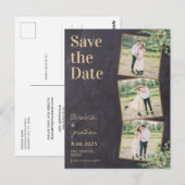 素朴Chalkboard Greenery 3 Photo Save The Date ポストカード (正面/裏面)