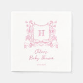 素朴Chinoiserie弓フローラクレスト赤ちゃんシャワー スタンダードカクテルナプキン (正面)