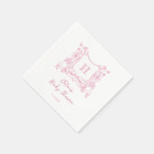 素朴Chinoiserie弓フローラクレスト赤ちゃんシャワー スタンダードカクテルナプキン (角)