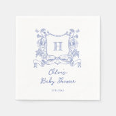 素朴Chinoiserie弓フローラクレスト赤ちゃんシャワー スタンダードカクテルナプキン (正面)