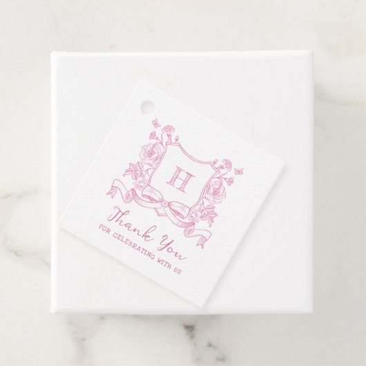 素朴Chinoiserie弓フローラクレスト赤ちゃんシャワー フェイバータグ (インサイチュ)