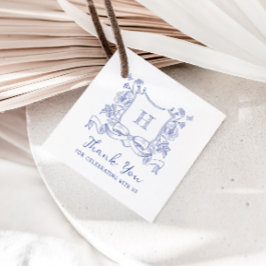 素朴Chinoiserie弓フローラクレスト赤ちゃんシャワー フェイバータグ