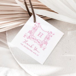 素朴Chinoiserie弓フローラクレスト赤ちゃんシャワー フェイバータグ