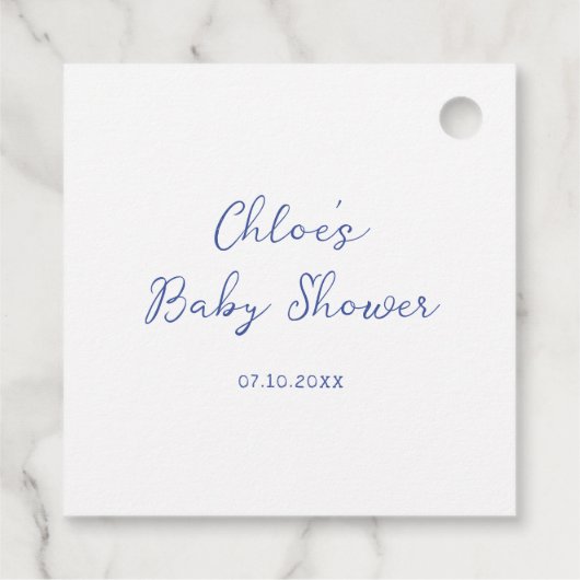 素朴Chinoiserie弓フローラクレスト赤ちゃんシャワー フェイバータグ (裏面)