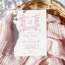 素朴Chinoiserie弓フローラクレスト赤ちゃんシャワー