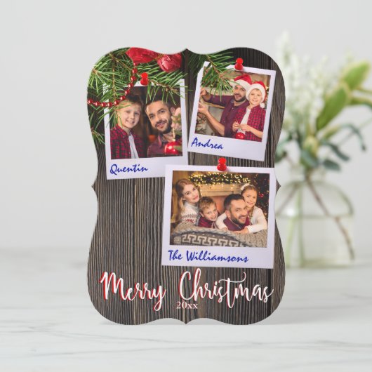 素朴Christmas Bulletin Boardカットファンシー写真 招待状 (スタンド正面)