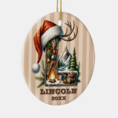 素朴Christmas Letter Lと冬の心地よいシーン セラミックオーナメント (右)