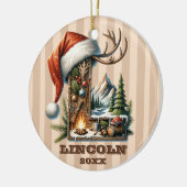 素朴Christmas Letter Lと冬の心地よいシーン セラミックオーナメント (左)