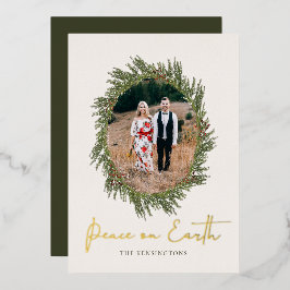 素朴Christmas Peace on Earth Holiday写真 箔シーズンカード