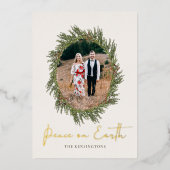 素朴Christmas Peace on Earth Holiday写真 箔シーズンカード (正面)