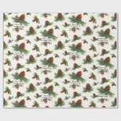 素朴Christmas Pine Cone Botanicalスクリプト名 ラッピングペーパー (フラット)