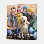 素朴Christmas Red Snowflaks Back Photo セラミックオーナメント (左)