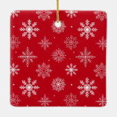 素朴Christmas Red Snowflaks Back Photo セラミックオーナメント (裏面)
